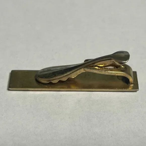 VTG Brick Block Texture Tie Clip Clasp Bar Gold Tone Casual or Formal 1.6" - Picture 6 of 9